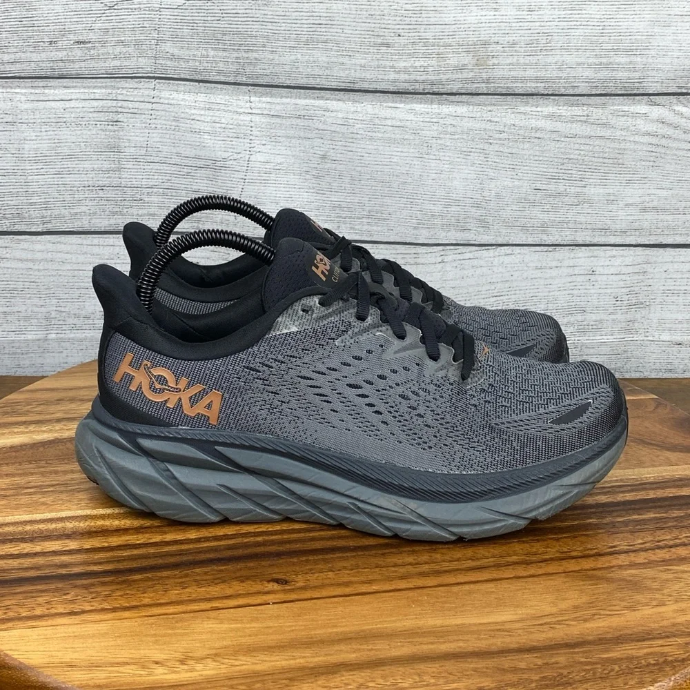 Hoka One One Clifton 8 Anthracite Copper Running Shoe Women’s Sneaker Size 8